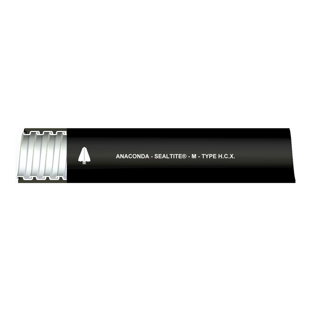 39141 Type HCX Extreme Temperature Standard Liquid Tight Flexible Metal Conduit With Cord Packing, 1-1/4 in Trade, 1.37 to 1.395 in ID x 1.635 to 1.66 in OD, 50 ft Carton L, Thermoplastic PVC/Steel