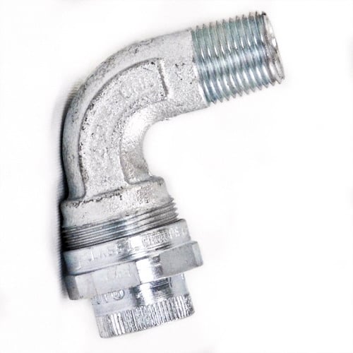 UNL50N Unilets Dust-Ignitionproof Explosionproof Union Conduit Elbow, 1/2 in Trade, 90 deg, Malleable Iron, Triple Coated