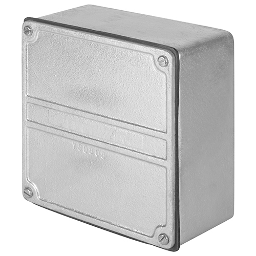W-YS-060604 Dust-Tight Raintight Unflanged Watertight Cast Junction Box, 6 in H x 6 in W x 4 in D, Flat/Gasketed/Screw-On Cover, NEMA 1/2/3/3R/3S/4/5/6/6P/12/12K/13 NEMA Rating, Cast Iron