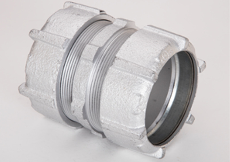 3106 Bridgeport Concrete Tight Compression Coupling, 2-1/2 in, For Use With Rigid/IMC Conduit, Malleable Iron, Zinc Plated
