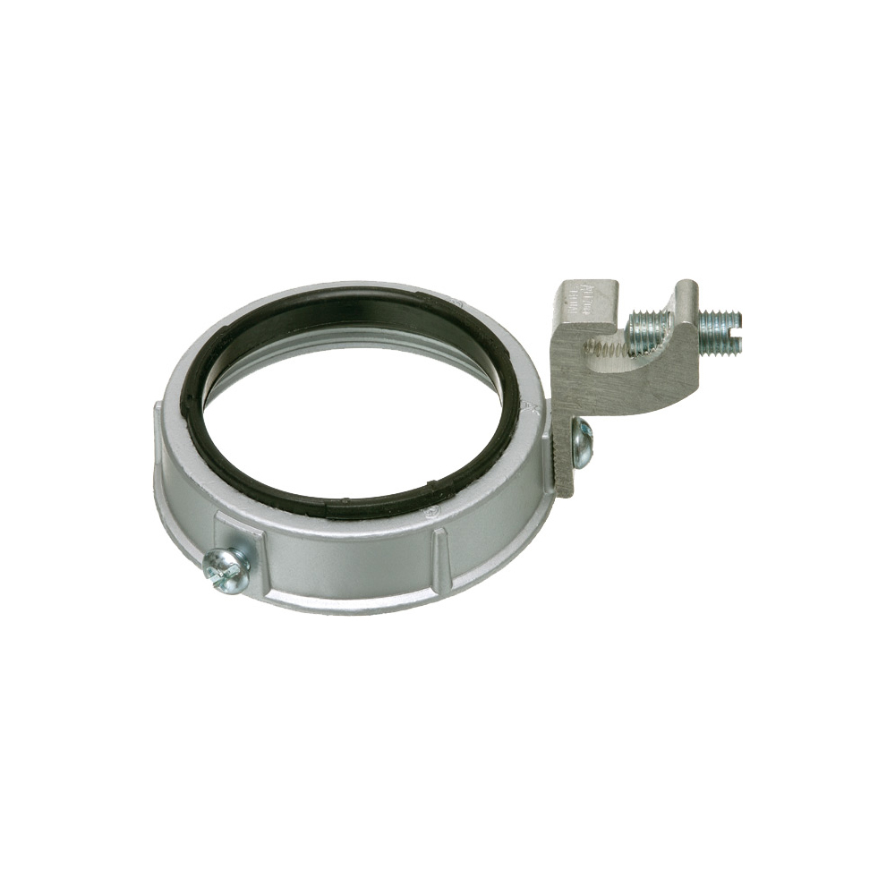 451 Metal Threaded Ground Bushing With Dual Rated Al/Cu C-Clamp Grounding Lug, 3/4 in Trade, 14 AWG Wire Min, 4 AWG Wire Max, Die Cast Zinc