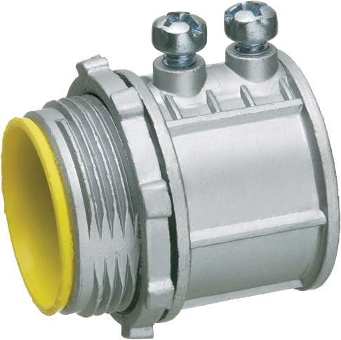 805A Set Screw Connector With Insulated Throat, 2 in Trade, For Use With Aluminum/Steel EMT Conduit, Die Cast Zinc