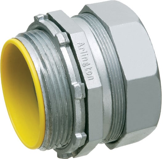 826A Concrete/Raintight Compression Connector With Insulated Throat, 2-1/2 in Trade, For Use With Steel/Aluminum EMT/IMC/Rigid Conduit, Die Cast Zinc