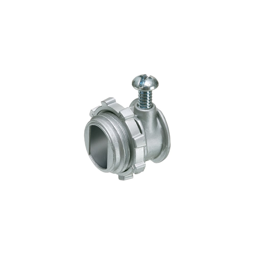 845R Cable Connector With Round End Stop, 3/8 in Trade, 1/2 in Knockout, 0.445 to 0.63 in Cable Openings, Die Cast Zinc