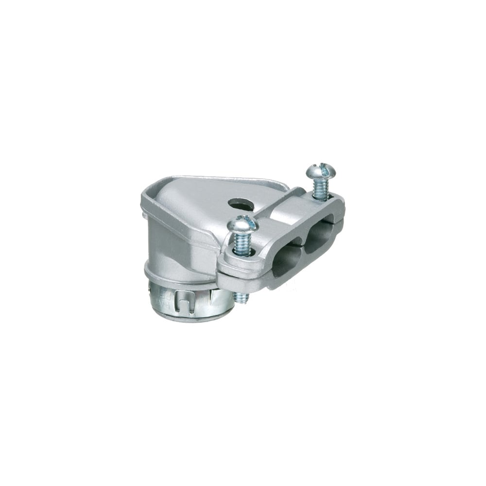 84690ST Snap-Tite Duplex Cable Connector With Twin Screw Strap, 3/8 in Trade, 1/2 in Knockout, 0.512 to 0.612 in Cable Openings, Die Cast Zinc, Electro-Plated Zinc