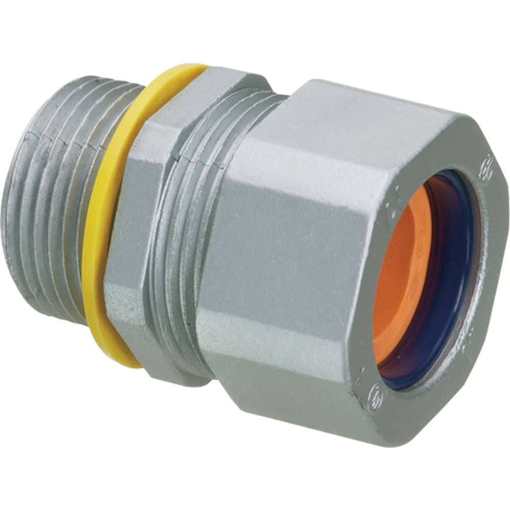CG100875 Colorgrip Liquid/Oiltight Strain Relief Cord Connector With Sealing Ring, Locknut, 1 in Trade, 3/4 to 7/8 in Cable Openings, Die Cast Zinc