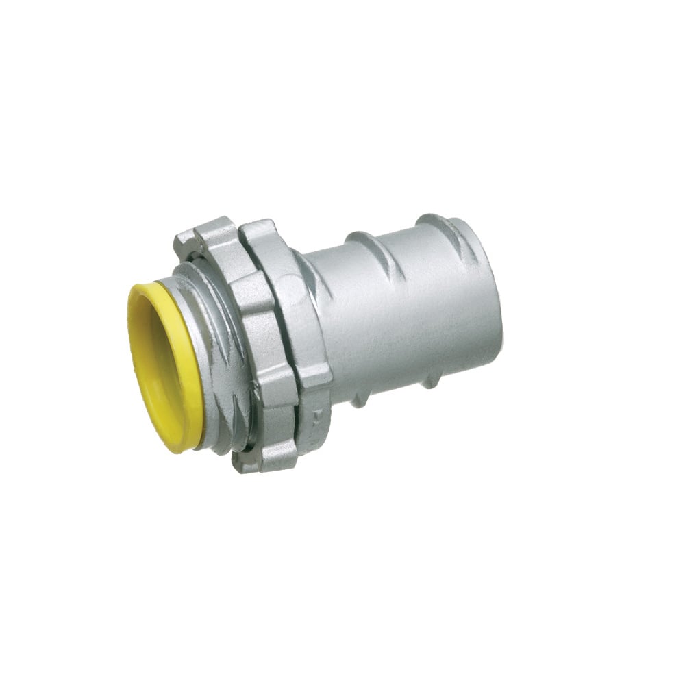 GF100A Screw-In Connector With Insulated Throat, 1 in Trade, For Use With Aluminum/Steel Flexible Metal Conduit, Zinc, Textured