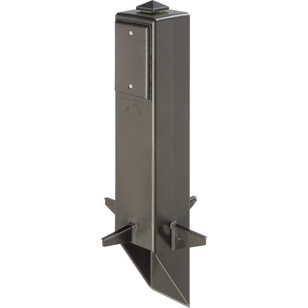 GP19W Gard-N-Post GP Series Low Profile Fixture Support With GP19WGC Grounding Clip, 19.5 in L x 3.361 in W x 3.361 in H, Square Shape, In-Ground Mount, 2 Outlets, Plastic