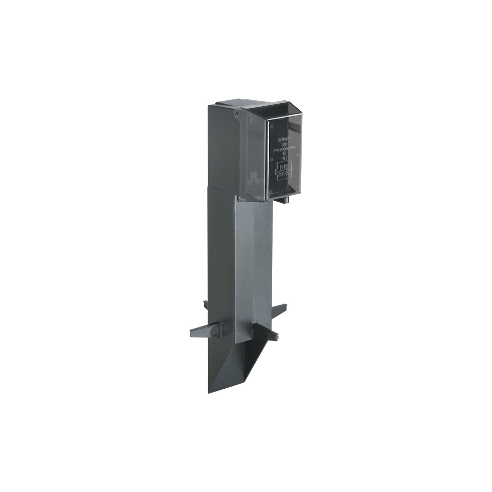 GPD19BR Gard-N-Post GP Series Enclosure Fixture Support With Built-in Weatherproof-In-Use Cover, 19.5 in L x 6.269 in W x 2.964 in H, Squared Shape, In-Ground Mount, 1 Outlet, UV Rated Plastic