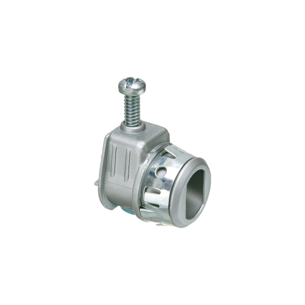 L17ST Snap-Tite Single Screw Cable Connector With Spring Steel Clip, 1/2 in Trade, 1/2 in Knockout, 0.63 to 0.89 in Cable Openings, Die Cast Zinc