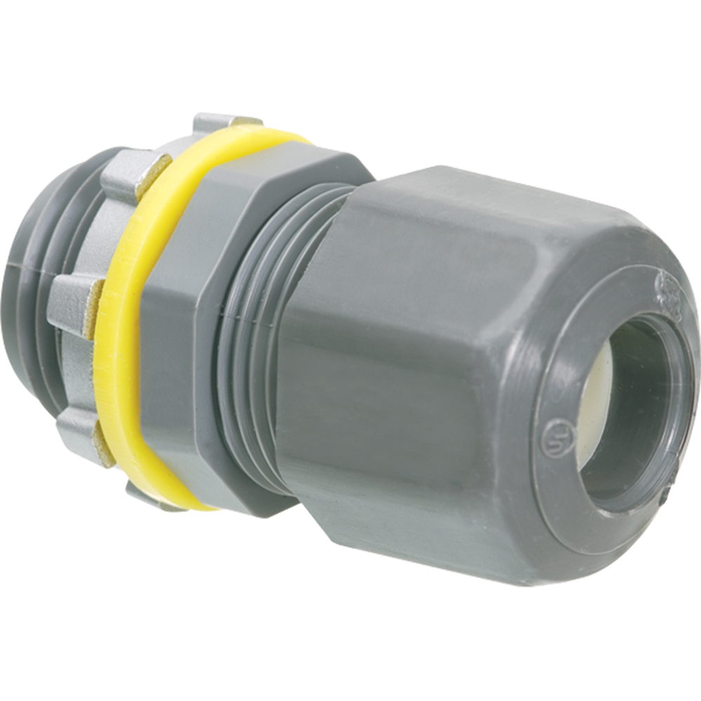 LPCG503 Low Profile Liquidtight Oiltight Strain Relief Cord Connector, 1/2 in Trade, 0.1 to 0.3 in Cable Openings, Nylon/Polyethylene/Santoprene/Zinc