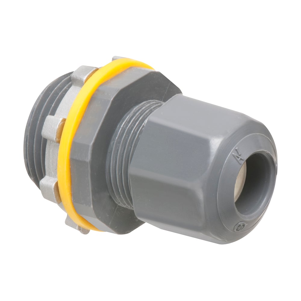 LPCG753 Low Profile Liquidtight Oiltight Strain Relief Cord Connector, 3/4 in Trade, 0.1 to 0.3 in Cable Openings, Nylon/Polyethylene/Santoprene/Zinc
