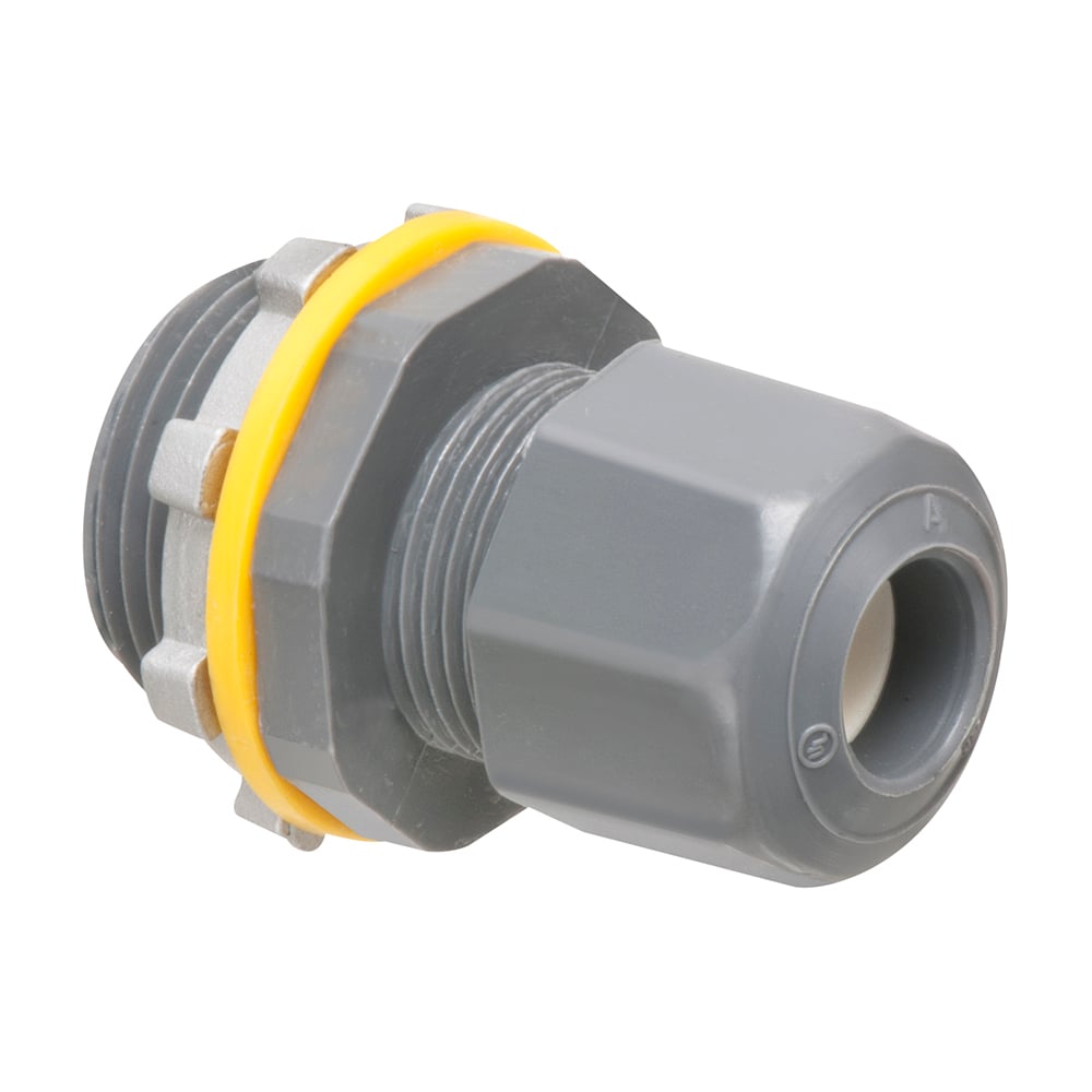 LPCG754 Low Profile Liquidtight Oiltight Strain Relief Cord Connector, 3/4 in Trade, 0.24 to 0.472 in Cable Openings, Nylon/Polyethylene/Santoprene/Zinc