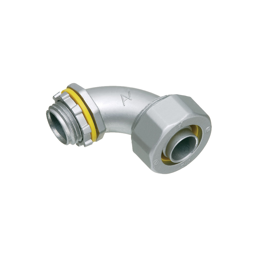 LT9038 Form B Straight Connector With 1/2 in Knockout, 3/8 in Trade, 90 deg, Die Cast Zinc