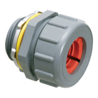 Non-metallic, liquid-tight, gray, and oil-tight colorgrip strain relief cord connector furnished with a sealing ring and locknut. Supports .625 to .750 cord range with a 1 inch trade size.