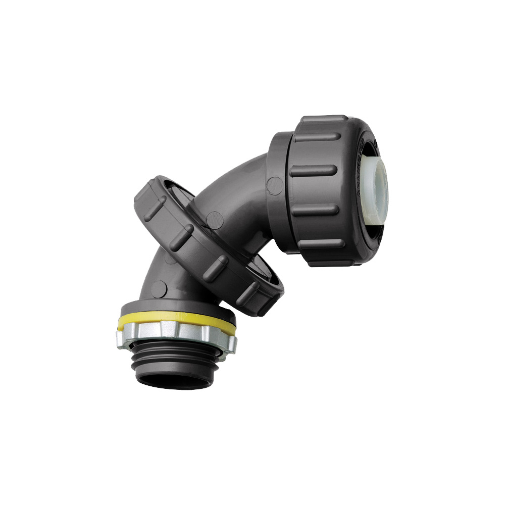 NMLT7590BL Non-Metallic Liquidtight Conduit Connector, 3/4 in Trade, 90 deg, PVC