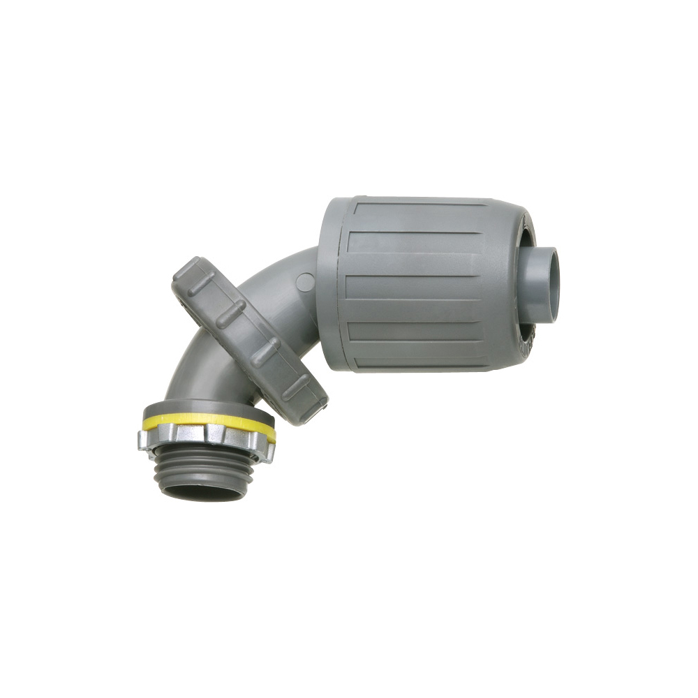 NMLT790 Snap2IT Non-Metallic Liquidtight Conduit Connector With 3/4 in Knockout, 3/4 in Trade, 90 deg, Plastic