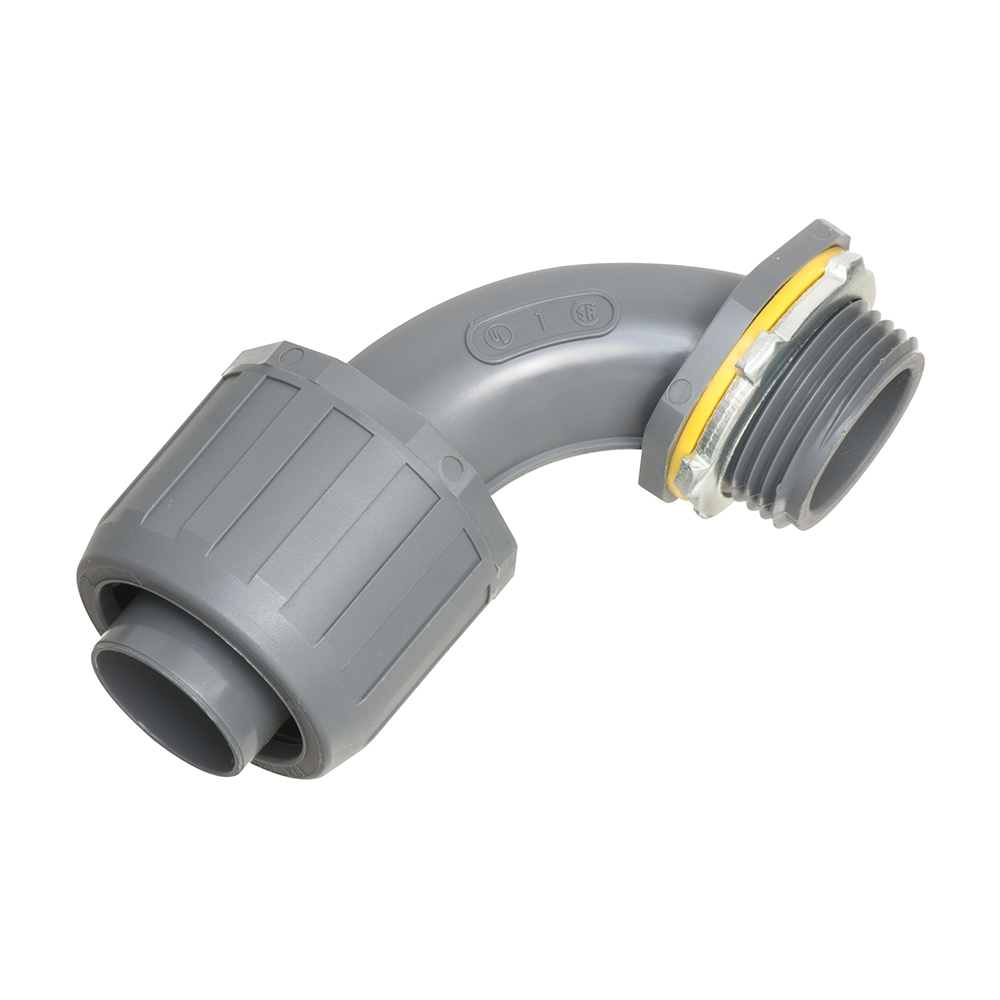 NMLT9010 Snap2IT Push-In Liquid Tight Conduit Connector, 1 in Trade, 90 deg, Plastic