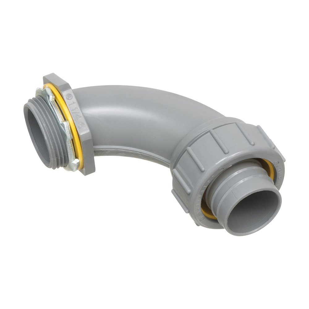 NMLT90125 Liquid Tight Conduit Connector, 1-1/4 in Trade, 90 deg, Plastic
