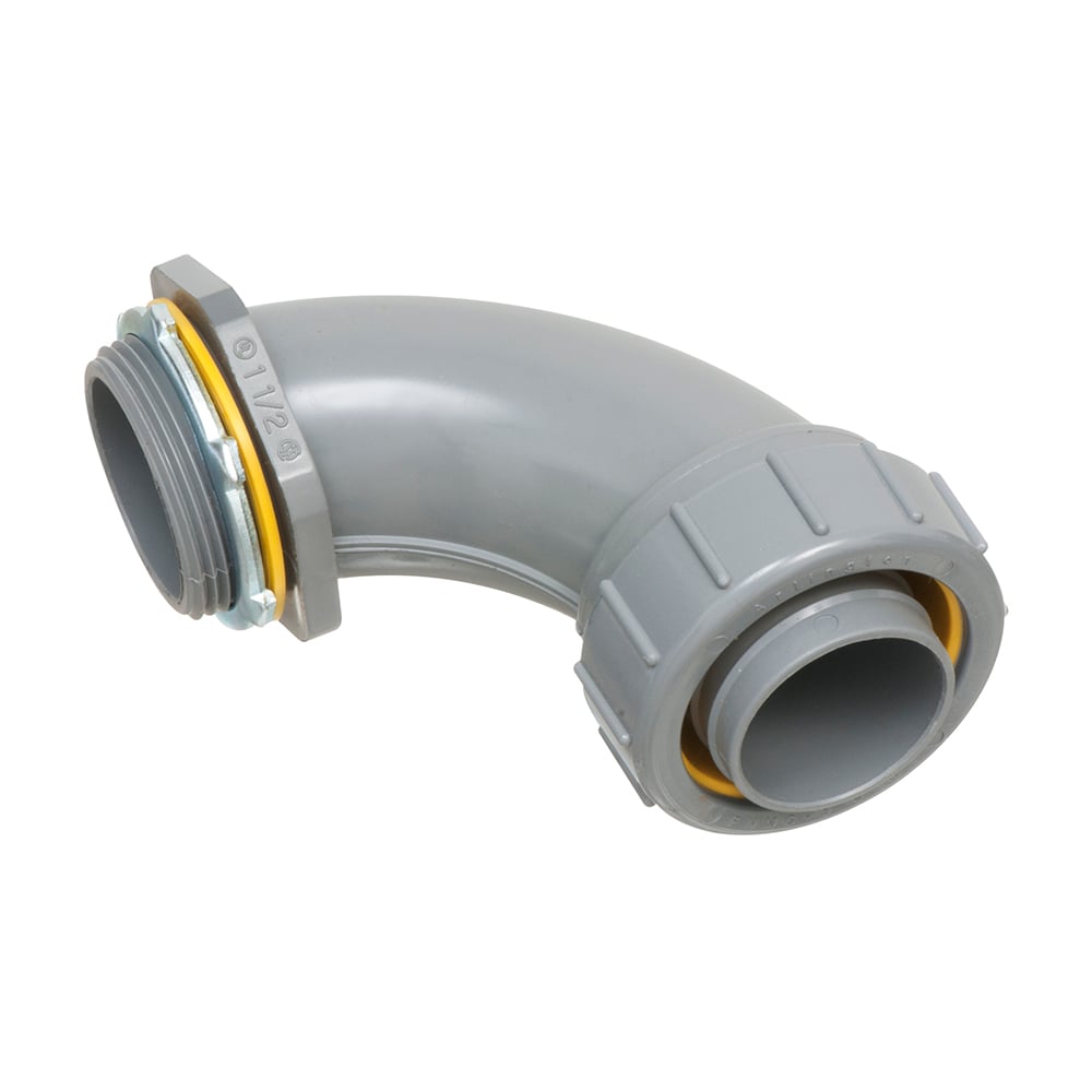 NMLT90150 Liquid Tight Conduit Connector, 1-1/2 in Trade, 90 deg, Plastic