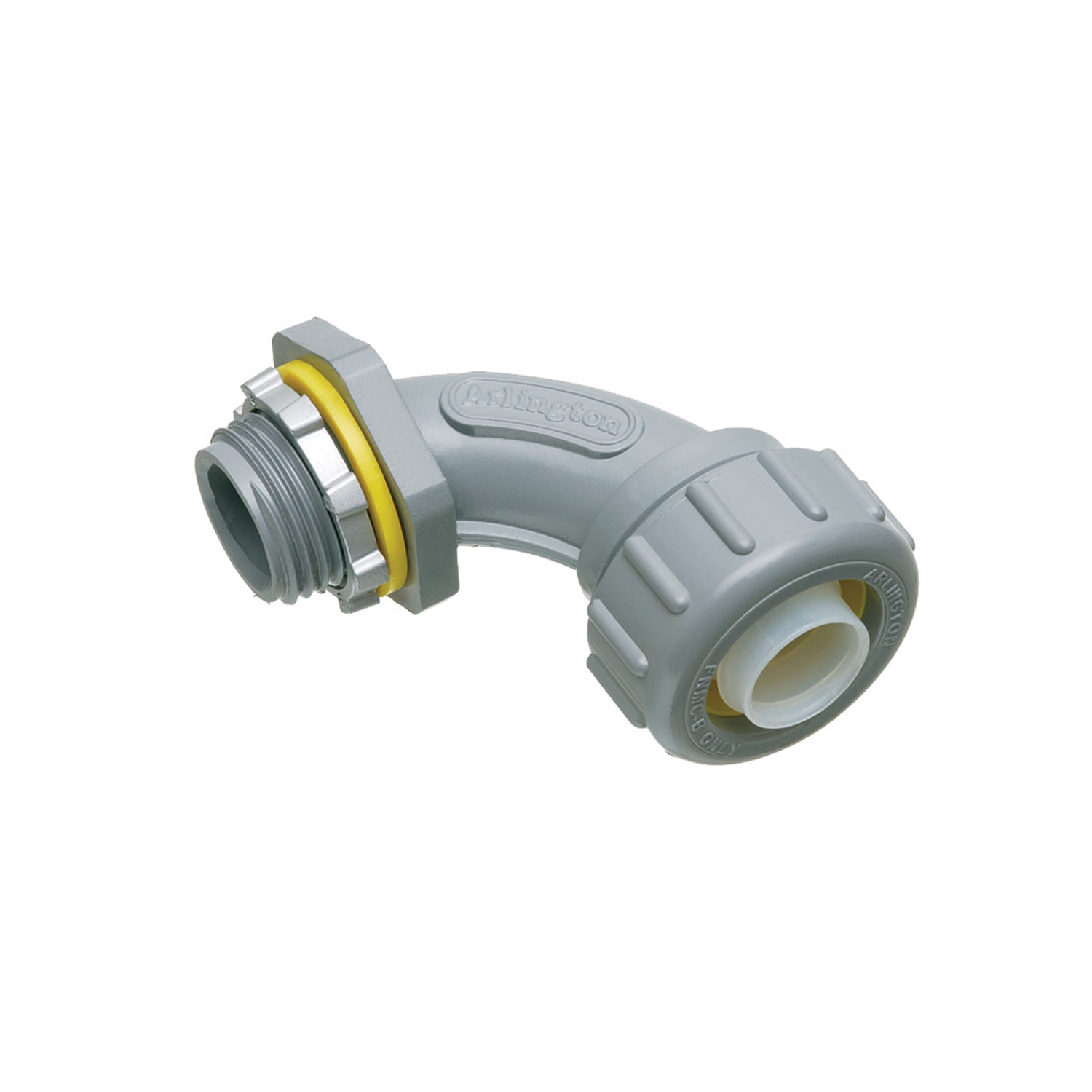 NMLT9038 Liquid Tight Conduit Connector, 3/8 in Trade, 90 deg, Plastic