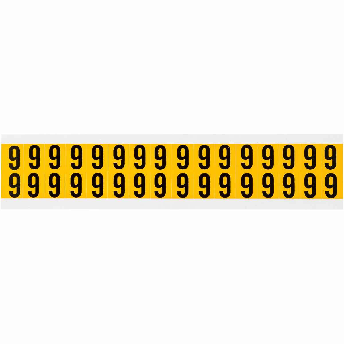 1520-6 Non-Reflective Standard Number Label, Black 6 Character, 5/8 in H x 0.466 in W, Yellow Background, B-946 Vinyl