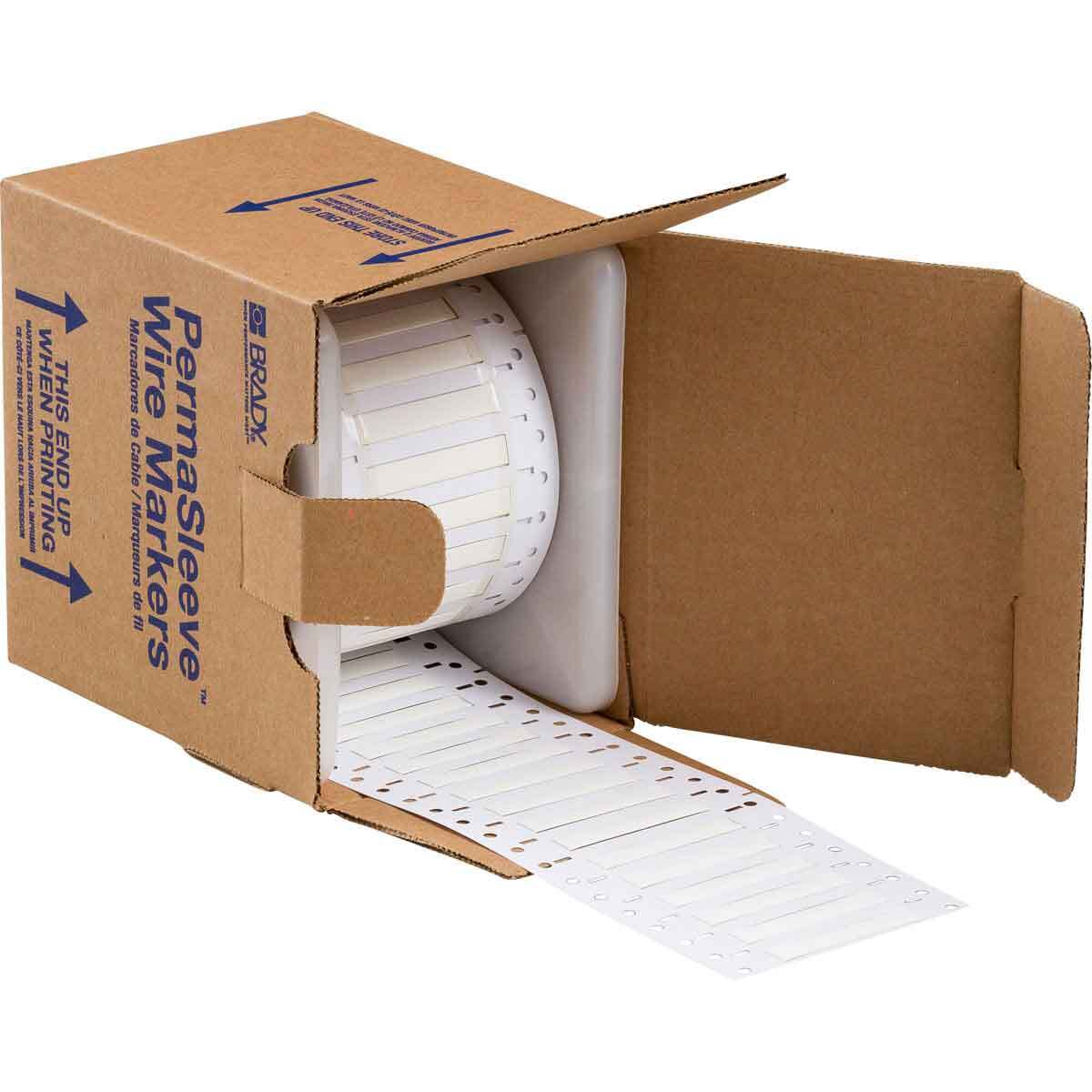 3PS-187-2-WT-S PermaSleeve 2-Sided Heat Shrink Wire Marker Sleeve, 20 to 10 AWG Wire, 2 in L x 2 in W, B-342 Polyolefin