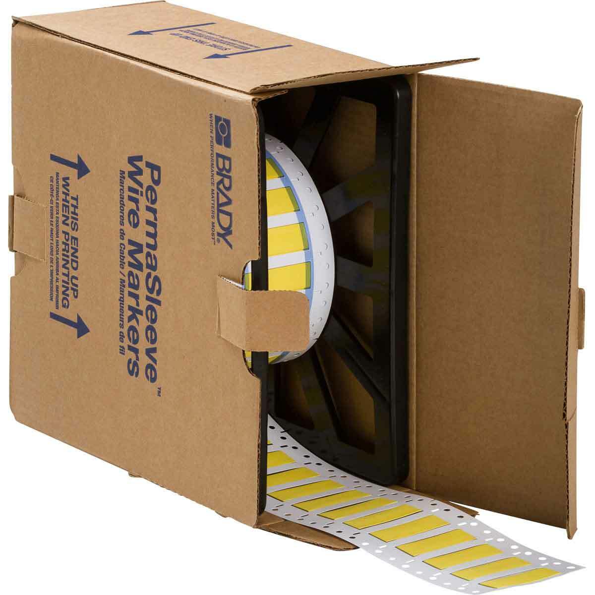 3PS-375-2-YL PermaSleeve 2-Sided Heat Shrink Wire Marker Sleeve, 12 to 4 AWG Wire, 2 in L x 2 in W, B-342 Polyolefin