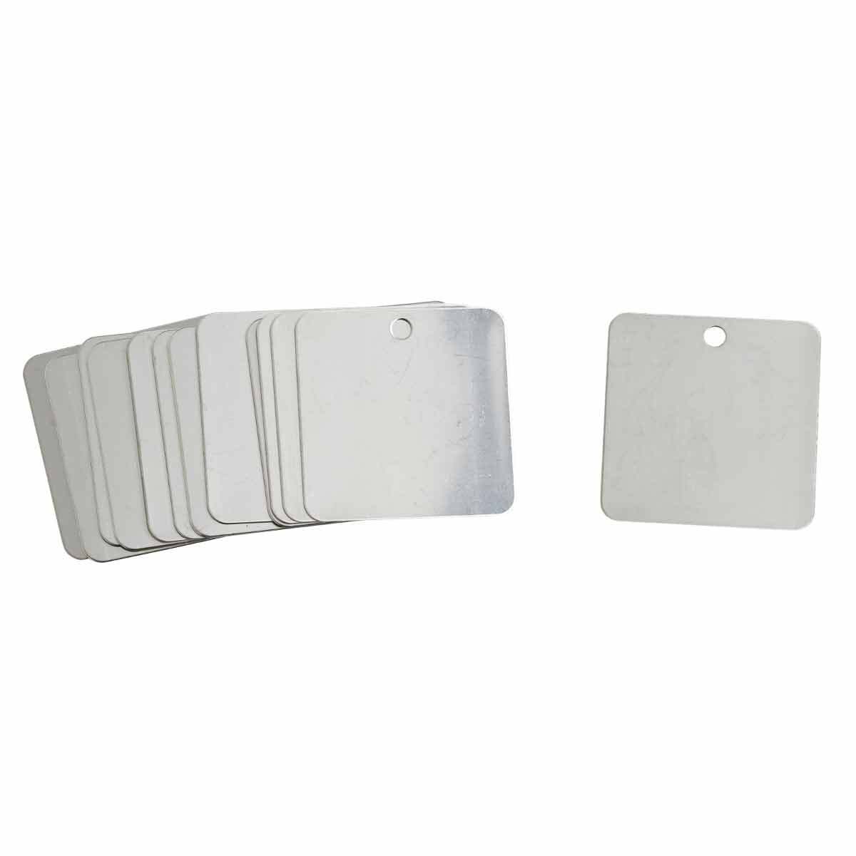44403 Blank Square Valve Tag, 2 in H x 2 in W, Silver, 0.188 in Hole, B-919 Stainless Steel