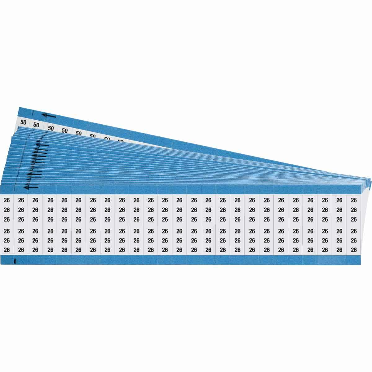 CPCWM-26-50 CPCWM Wire Marker Card, 1/4 in W, Black on White, Repositionable Vinyl Coated Fabric, 36 Markers per Card