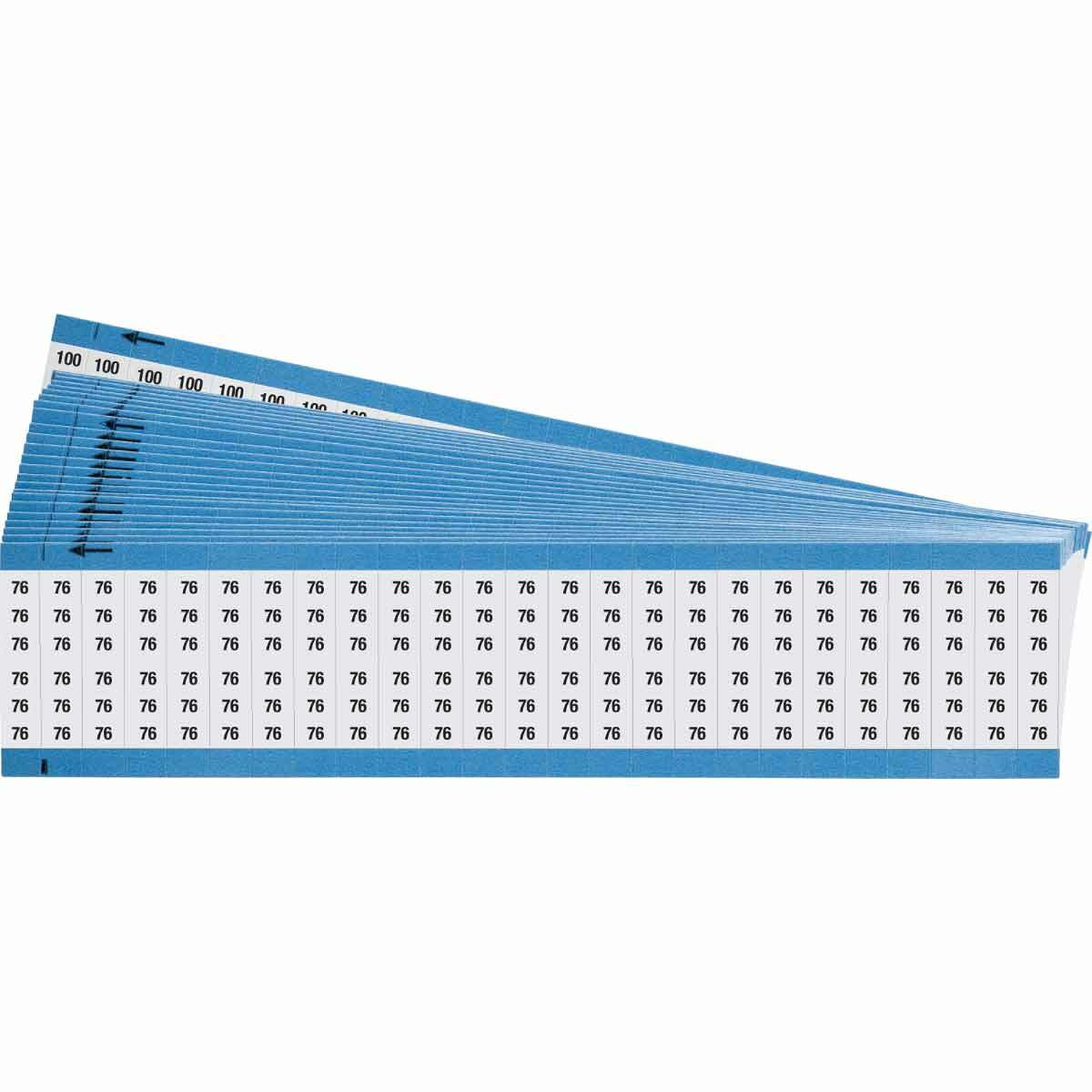CPCWM-76-100 CPCWM Wire Marker Card, 1/4 in W, Black on White, Repositionable Vinyl Coated Fabric, 36 Markers per Card