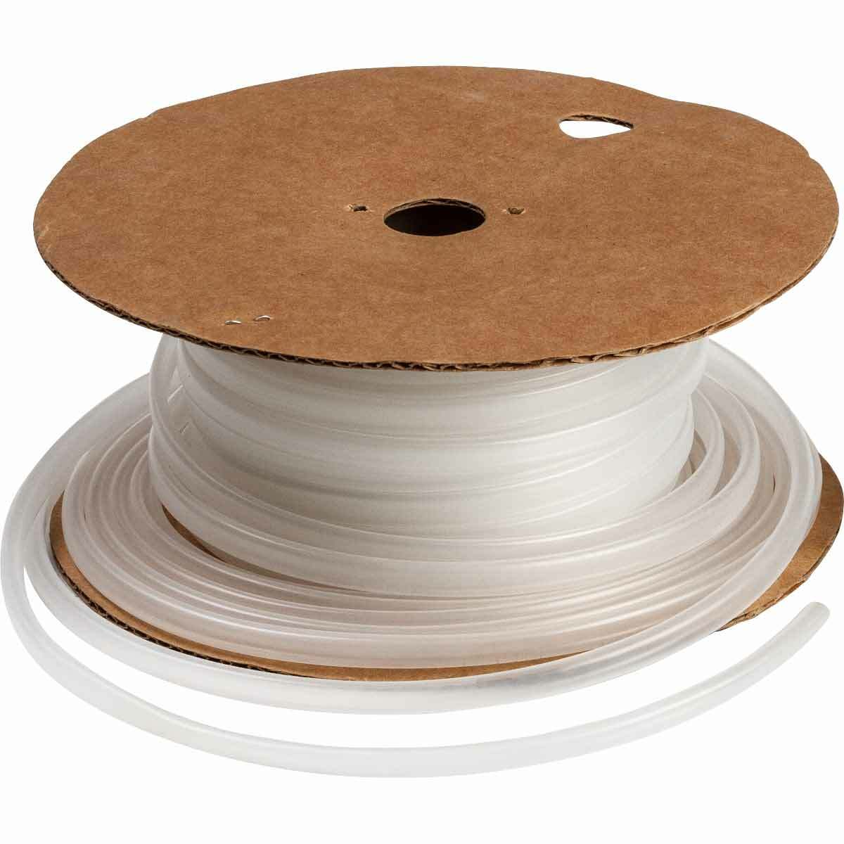 HSB-64 Self-Extinguishing Heat Shrink Tubing, 1/4 in ID Expanded, 1/8 in ID Recovered, 0.025 in THK Wall Recovered, 100 ft L, Polyolefin, Clear