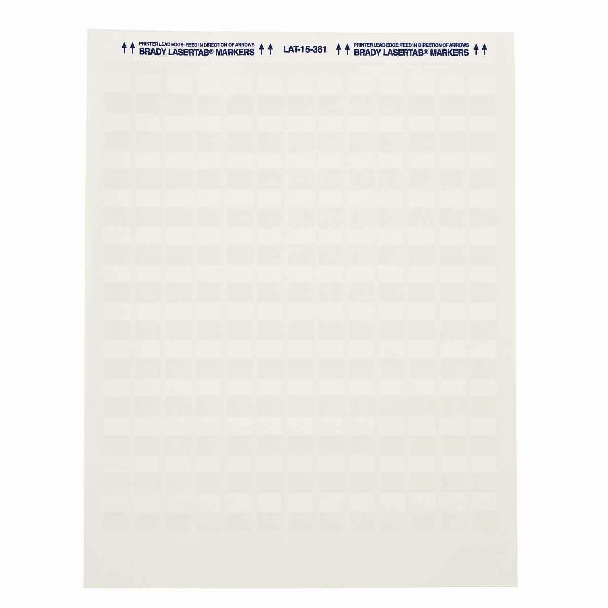 LAT-15-361-1 LaserTab Rectangular Self-Laminating Printer Label, 3/4 in L x 1/2 in W, Clear/White, B-361B Polyester