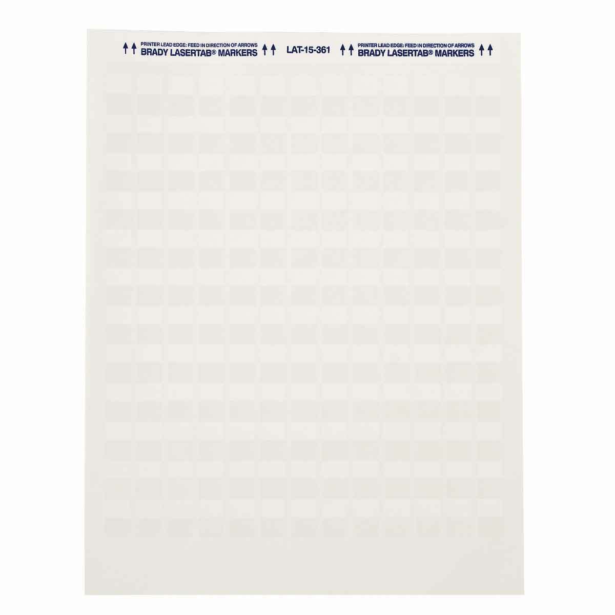 LAT-17-361-2.5 LaserTab Square Self-Laminating Printer Label, 1 in L x 1 in W, Clear/White, B-361B Polyester