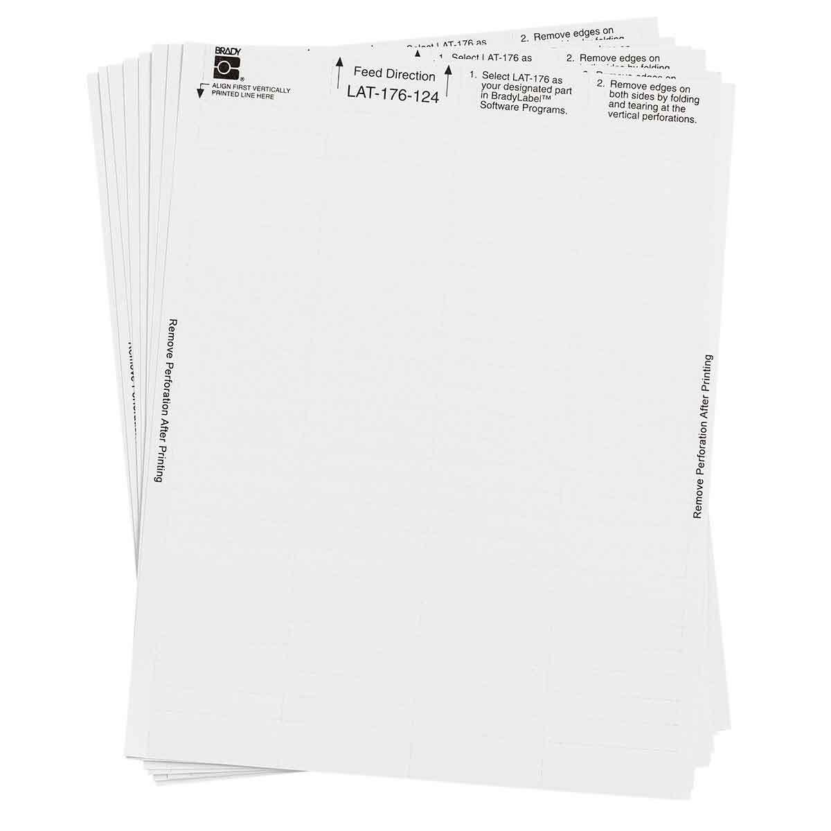 LAT-176-124 LaserTab Rectangular Laser Printable Label, 3/8 in L x 1.975 in W, Blank Legend, White, B-124 Paper