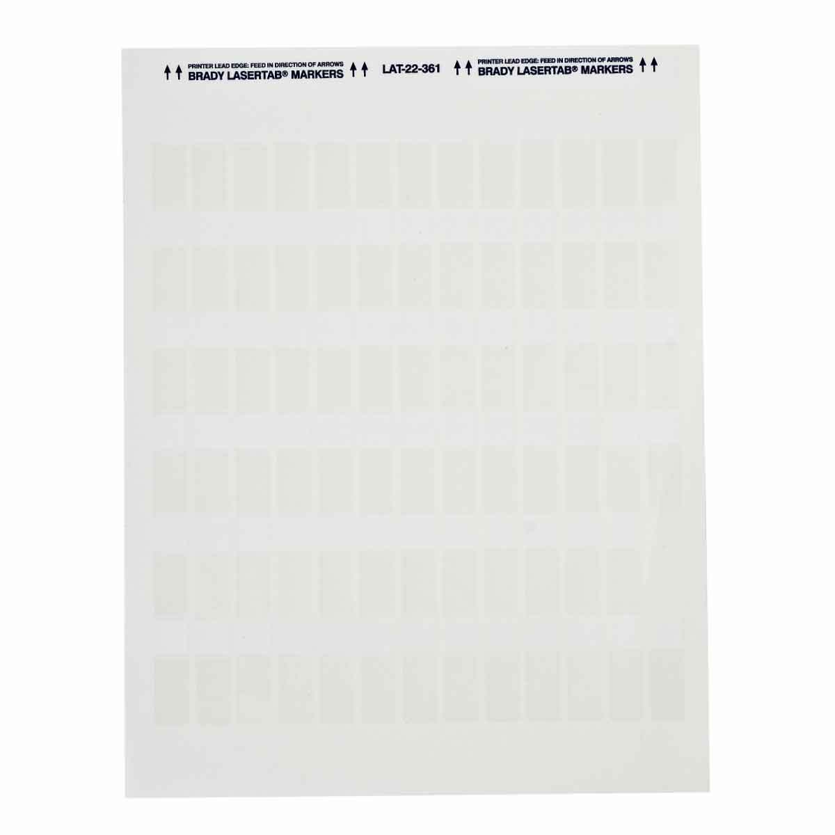 LAT-22-361-5 LaserTab Rectangular Self-Laminating Printer Label, 1-1/2 in L x 1/2 in W, Clear/White, B-361B Polyester