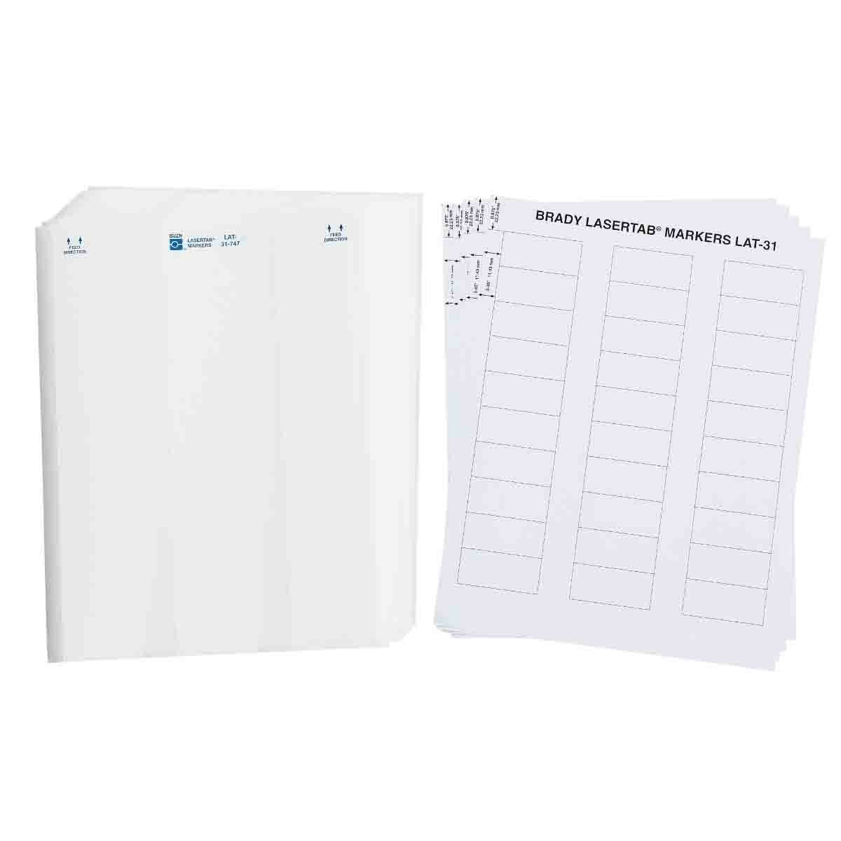 LAT-31-747-1 LaserTab Blank Rectangular Printer Label, 0.9 in L x 2 in W, Blank Legend, White, B-759 Paper