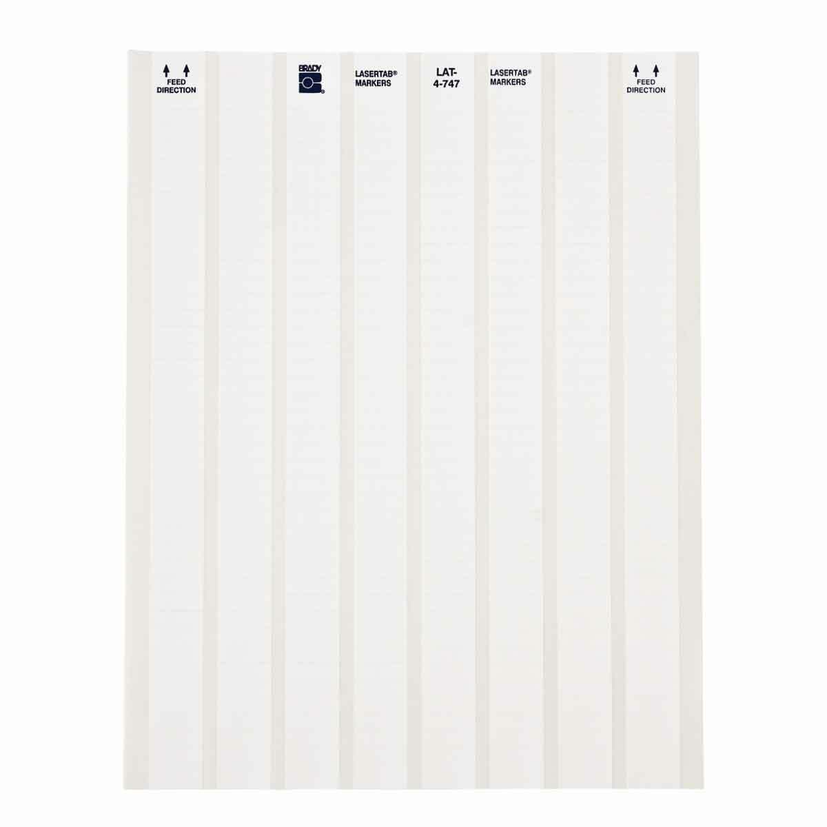 LAT-4-747-10 LaserTab Rectangular Laser Printable Label, 1/4 in L x 0.8 in W, Blank Legend, White, B-747 Polyester