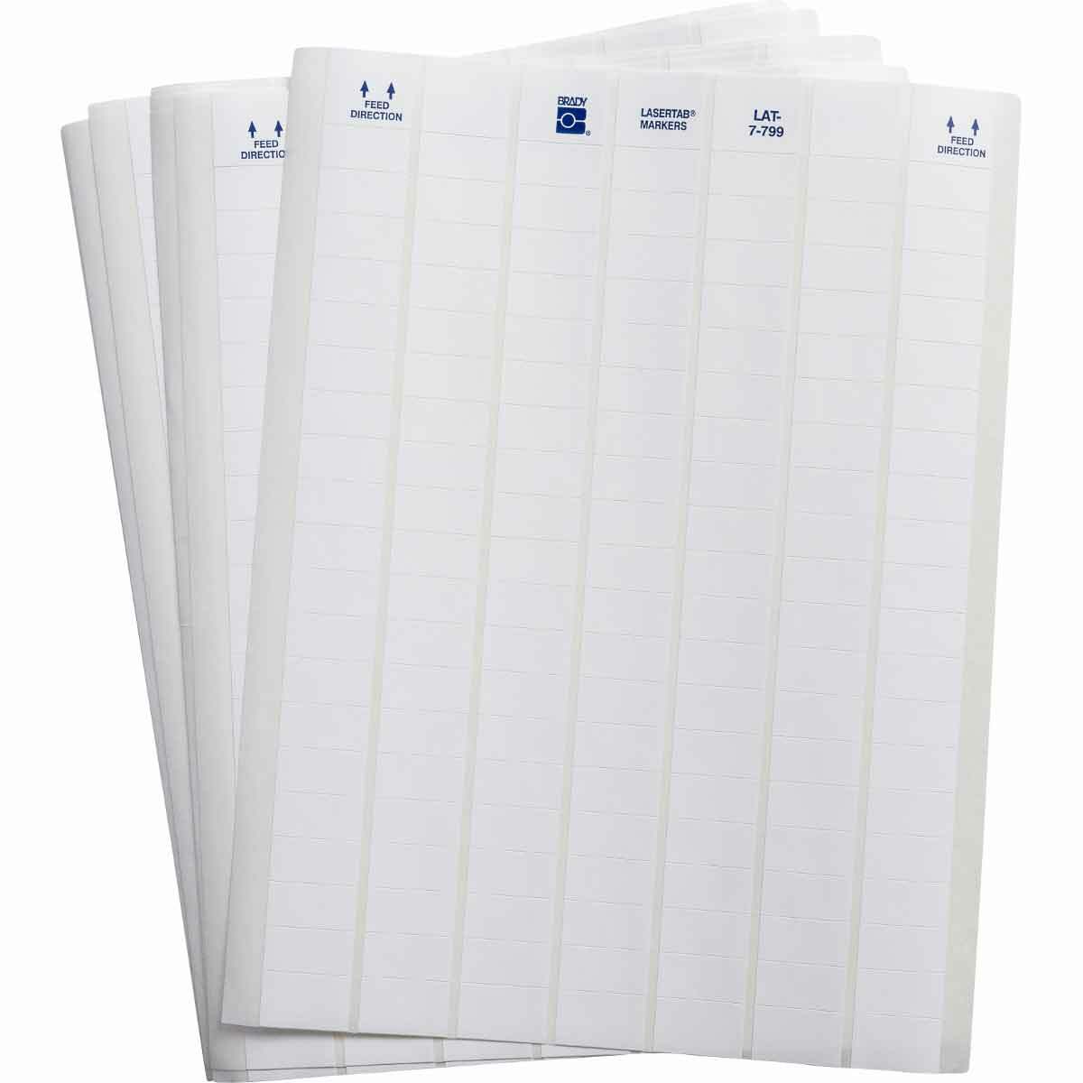 LAT-7-799-10 LaserTab Repositionable Rectangular Laser Printable Label, 1/2 in L x 1 in W, Blank Legend, White, B-799 Polyamide Coated Nylon Cloth