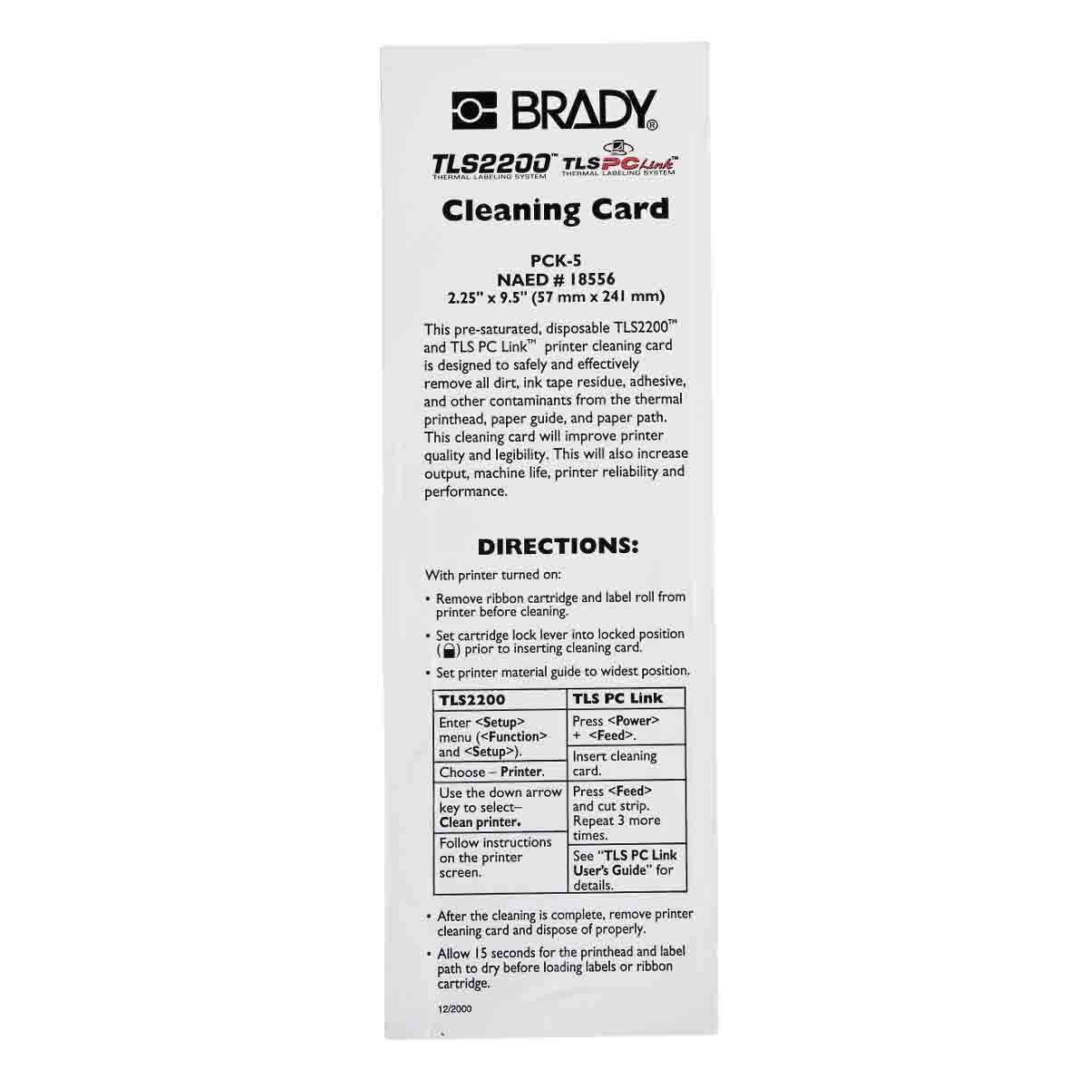 PCK-5 Cleaning Kit, For Use With TLS 2200 Thermal Labeling System