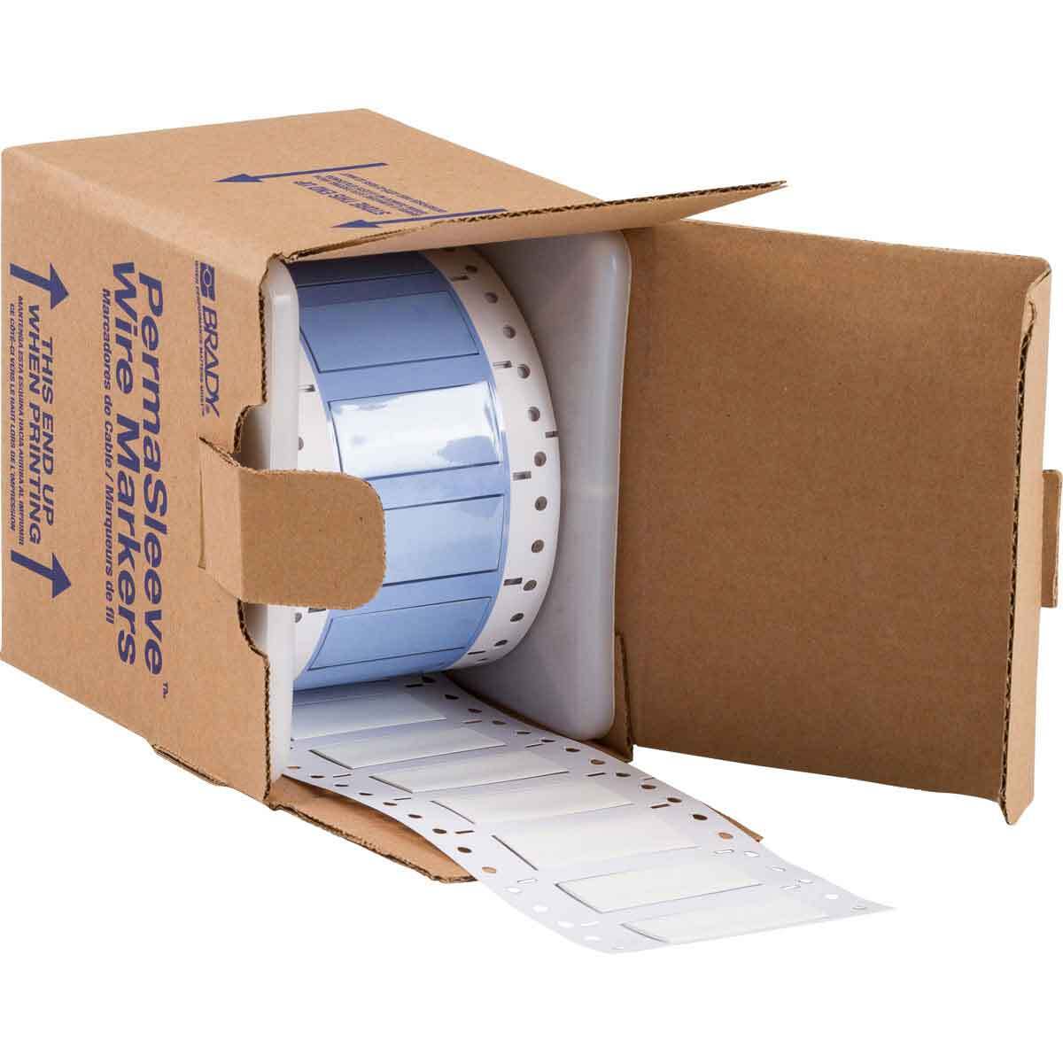 PS-500-2-WT-S PermaSleeve 1-Sided Heat Shrink Wire Marker Sleeve, 8 to 1 AWG Wire, 2 in L x 2 in W, B-342 Polyolefin