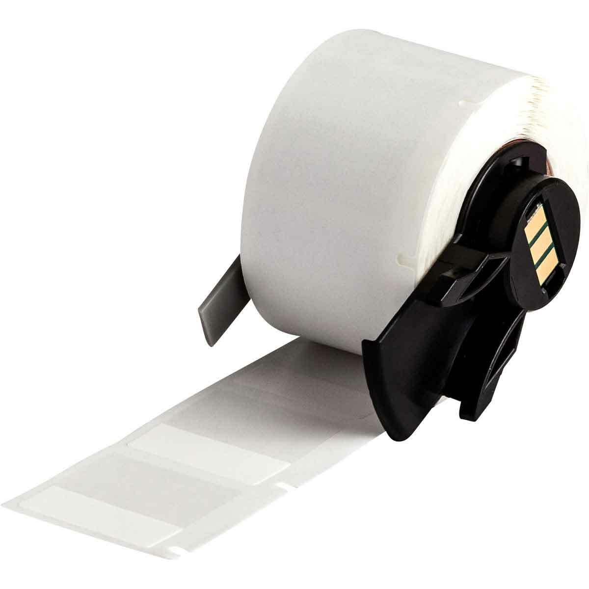 PTL-19-427 BMP71 TLS 2200 Colored Self-Laminating Square Write-On Thermal Transfer Label, 1 in L x 1 in W, Colored Write-On Area Legend, Clear/White, B-427 Vinyl