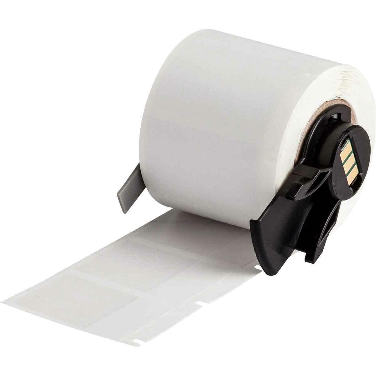 PTL-31-427 BMP71 TLS 2200 Colored Rectangular Self-Laminating Write-On Thermal Transfer Label, 1-1/2 in L x 1 in W, Colored Write-On Area Legend, Clear/White, B-427 Vinyl