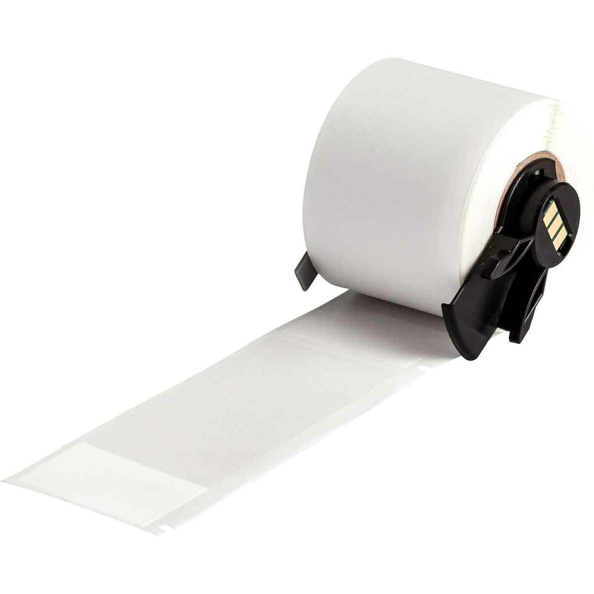 PTL-33-427 BMP71 TLS 2200 Colored Rectangular Self-Laminating Write-On Thermal Transfer Label, 4 in L x 1-1/2 in W, Colored Write-On Area Legend, Clear/White, B-427 Vinyl