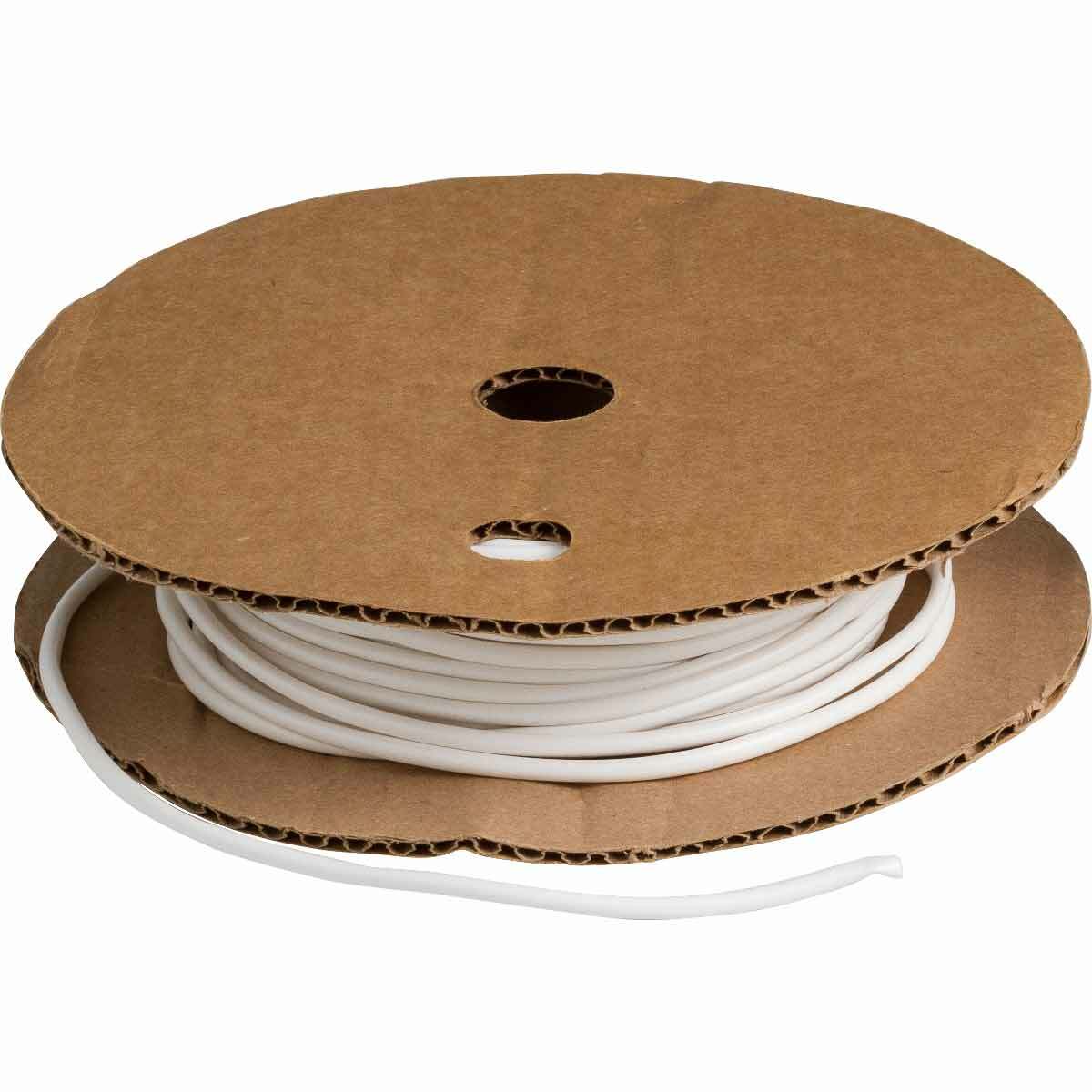 PVC-9 Hot Stamping Heat Shrink Tubing, 0.124 in ID Expanded, 0.144 in ID Recovered, 100 ft L, Vinyl, White