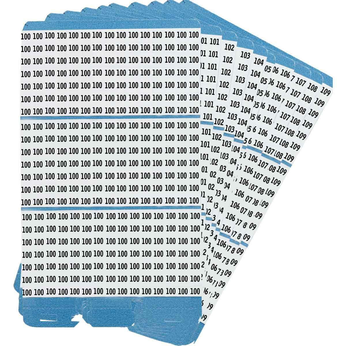 PWM-100-109 Porta-Pack  Die Cut Numeric Wire Marker Book Refill, 1-1/2 in L x 0.2 in W, Black on White, B-500 Vinyl Coated Fabric