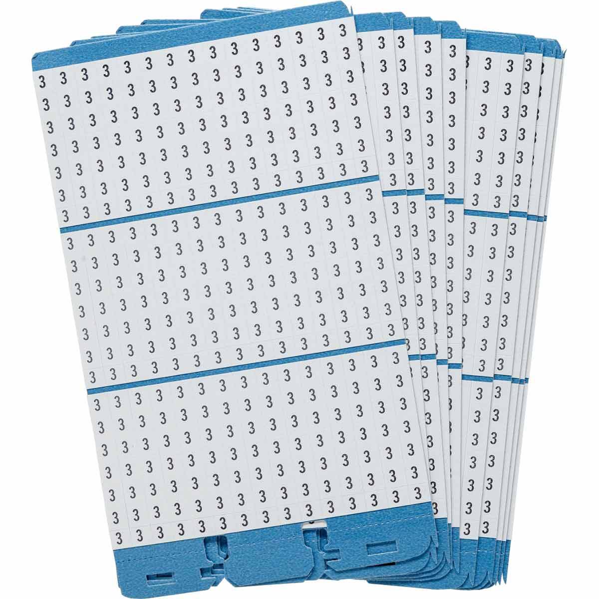 PWM-3 Porta-Pack  Die-Cut Pre-Printed Wire Marker Book Refill, 1.56 in L x 0.22 in W, Black on White, B-500 Vinyl Coated Fabric