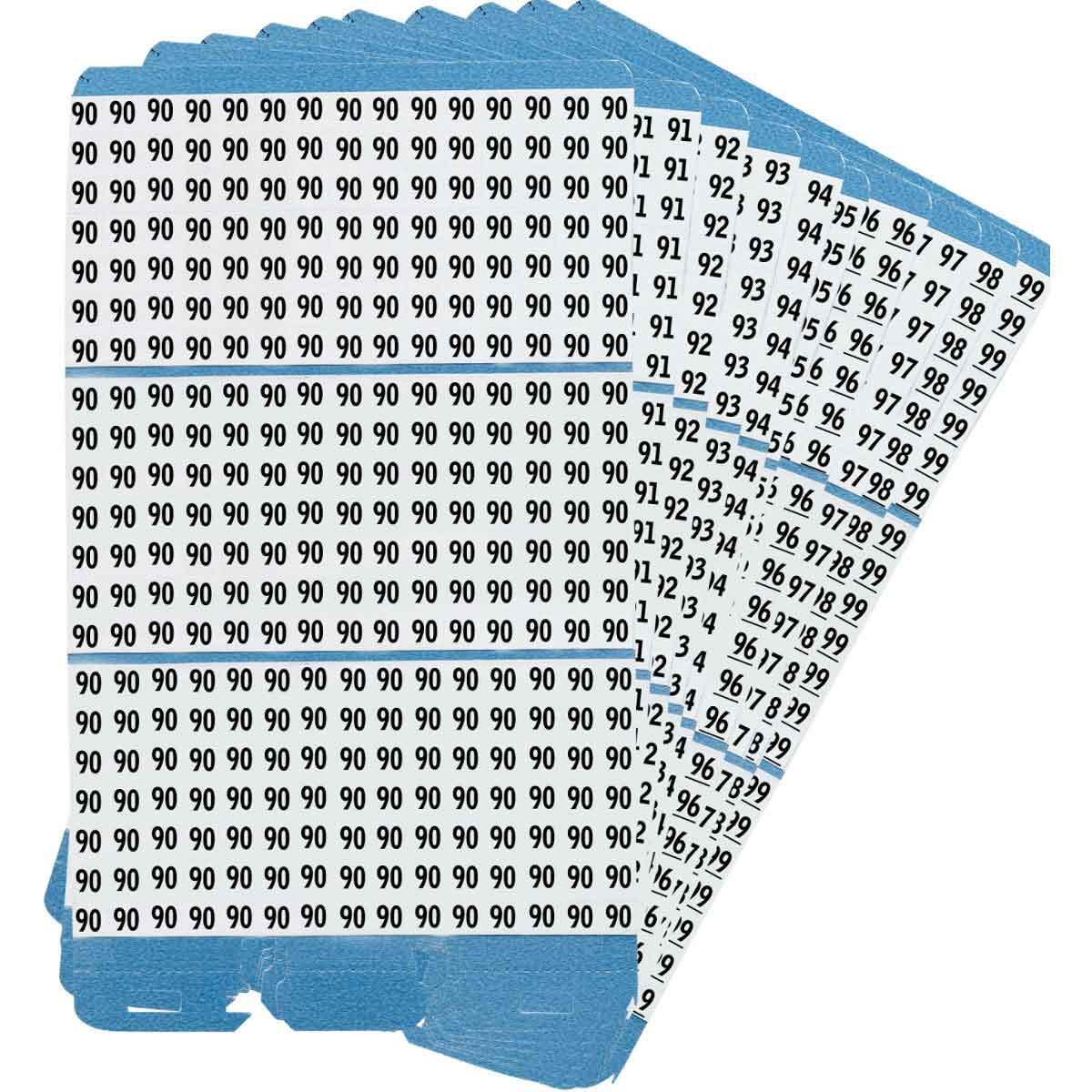 PWM-90-99 Porta-Pack  Die-Cut Numeric Wire Marker Book Refill, 1-1/2 in L x 0.2 in W, Black on White, B-500 Vinyl Coated Fabric
