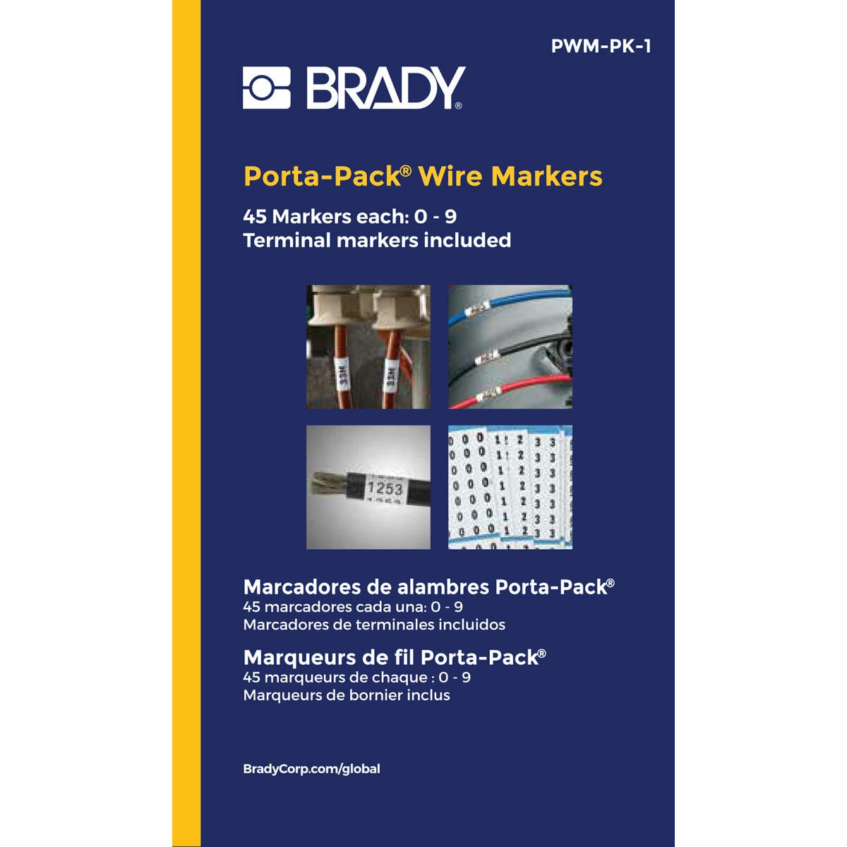 PWM-PK-1 Die-Cut in Format Pre-Printed Wire Marker Book, 1-1/2 in L 0.2 in W, Black on White, B-500 Vinyl Coated Fabric