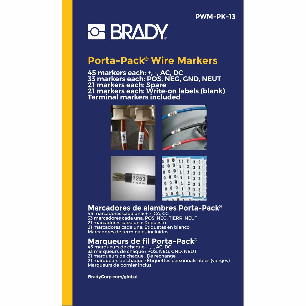 PWM-PK-13 Porta-Pack  Die-Cut in Book Format Pre-Printed Wire Marker Book, 1-1/2 in L x 0.2 in W, Black on White, B-500 Vinyl Coated Fabric